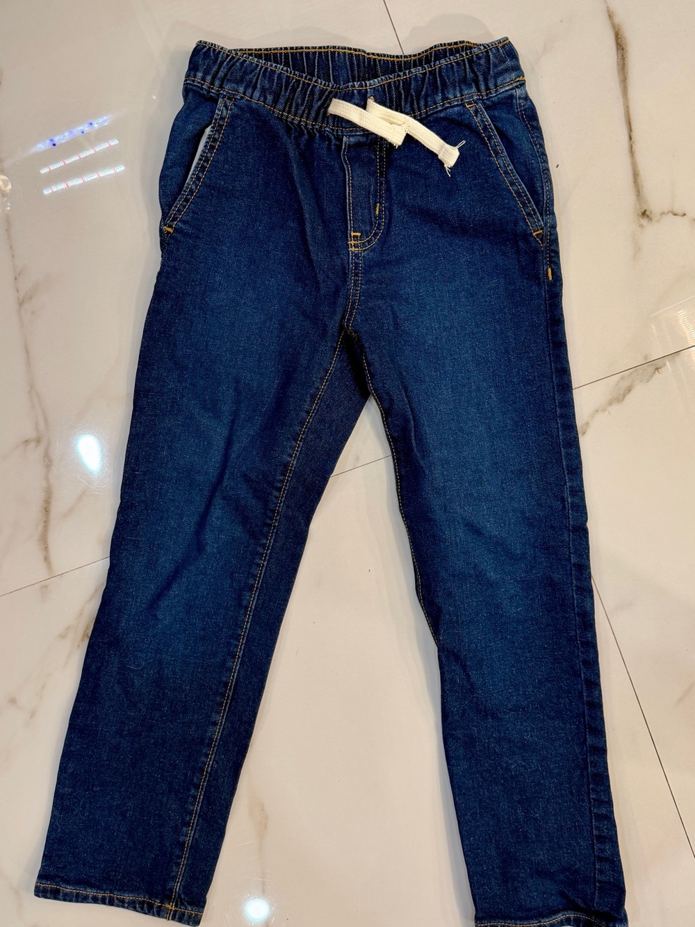 Old Navy Dark Blue Denim Jogger Pants with White Drawstring